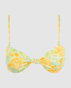 WOMENS MAGNOLIA FLORAL KNOTTED BANDEA BIKINI TOP
