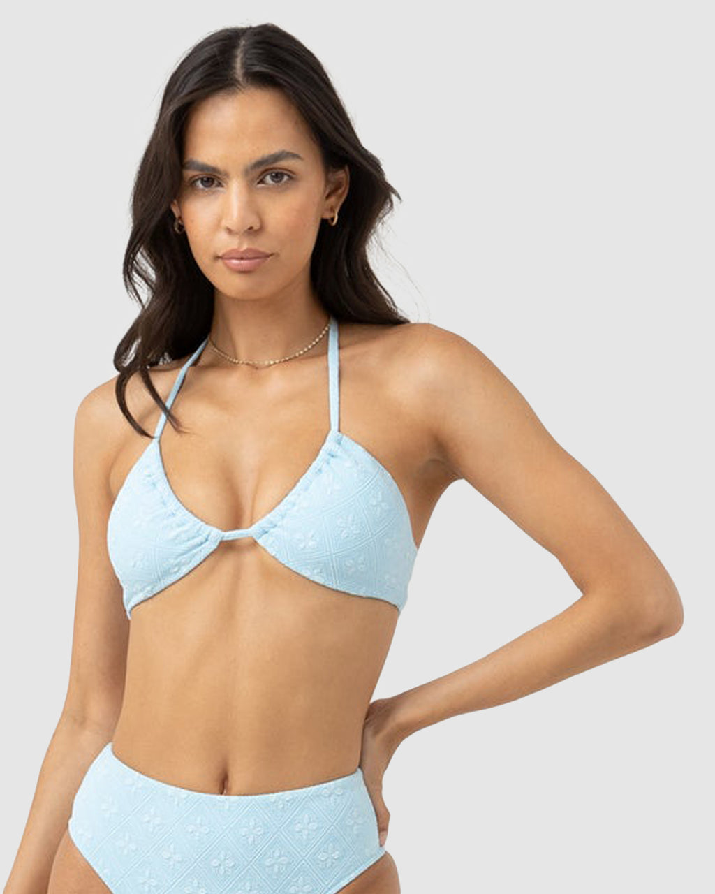 WOMENS MESSINA GEO GATHER HALTER BIKINI TOP