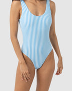 WOMENS SUNBATHER STRIPE SCOOP NECK ONE PIECE