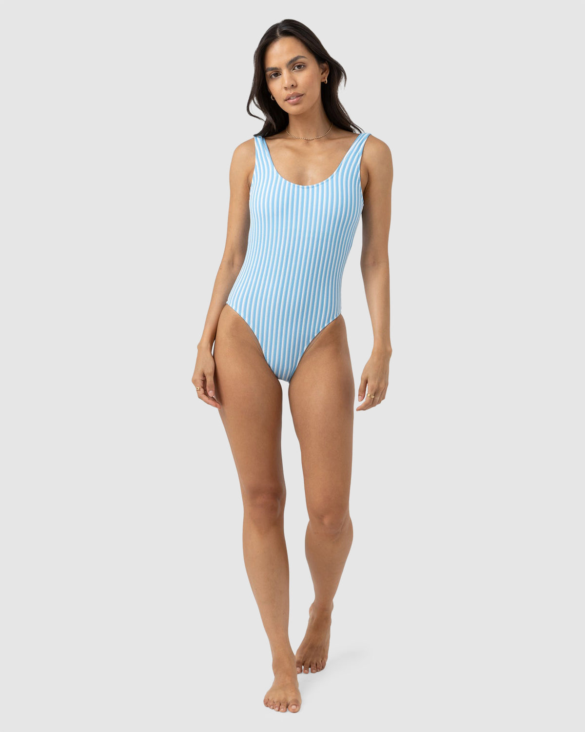 WOMENS SUNBATHER STRIPE SCOOP NECK ONE PIECE