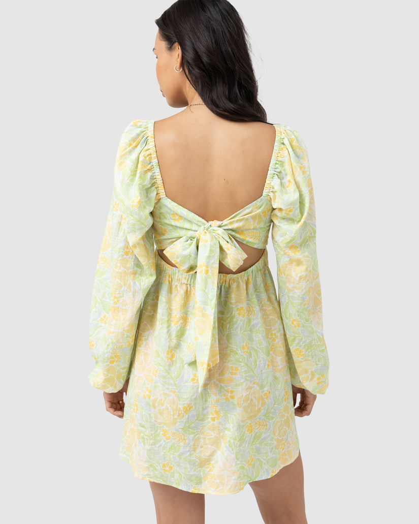 WOMENS MAGNOLIA FLORAL LONG SLEEVE MINI DRESS