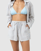 WOMENS AMORE STRIPE ELASTIC WAIST SHORTS