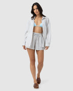 WOMENS AMORE STRIPE ELASTIC WAIST SHORTS