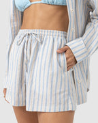 WOMENS AMORE STRIPE ELASTIC WAIST SHORTS