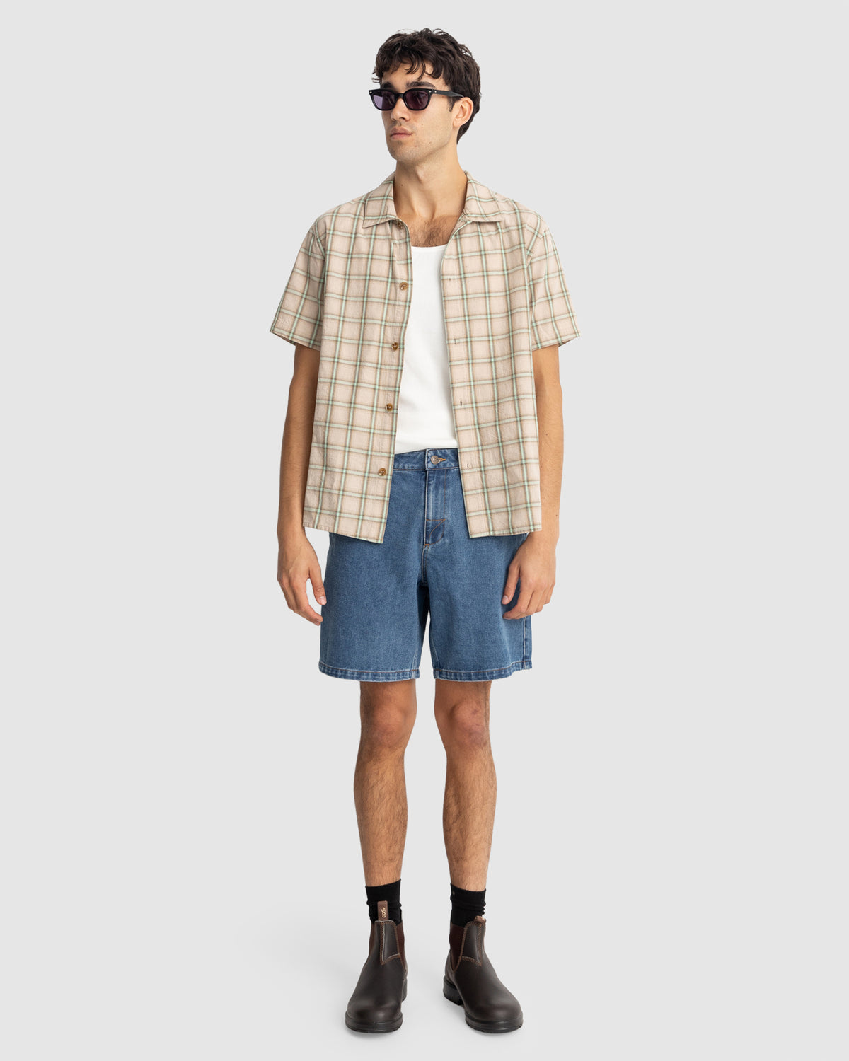 MENS CHECK SHORT SLEEVE SHIRT