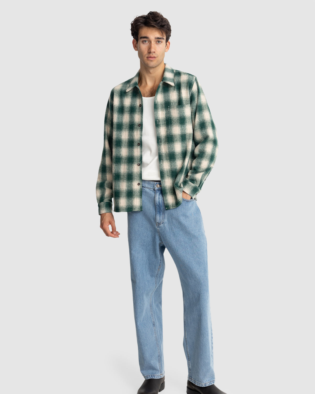 Mens Plaid Long Sleeve Shirt