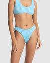 WOMENS TERRY SANDS STRIPE HI CUT BIKINI BOTTOMS