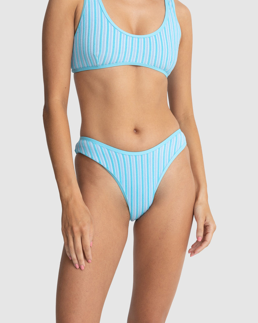 WOMENS TERRY SANDS STRIPE HI CUT BIKINI BOTTOMS