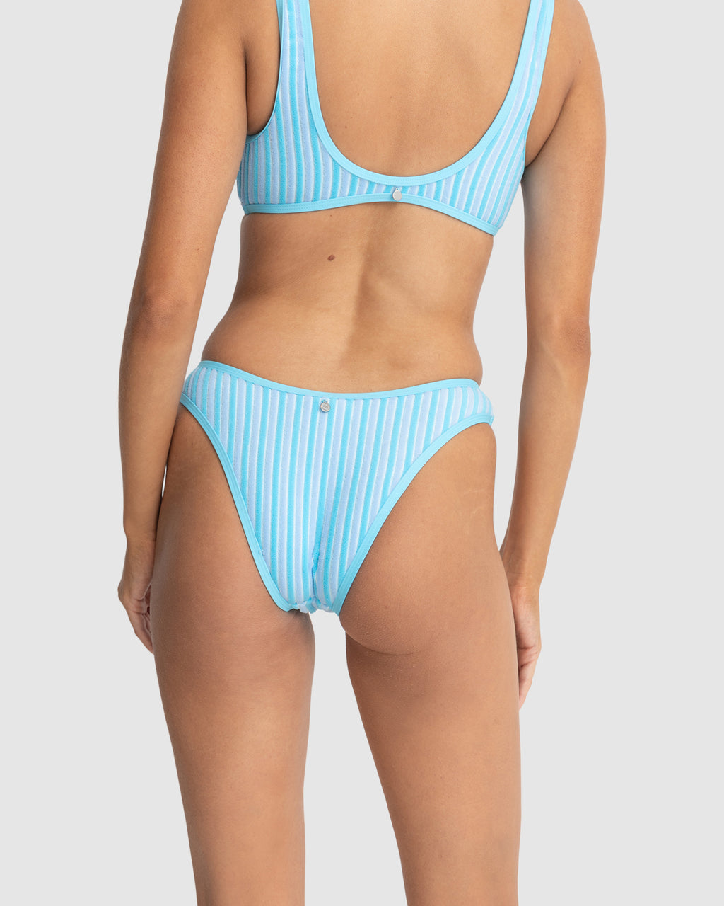 WOMENS TERRY SANDS STRIPE HI CUT BIKINI BOTTOMS