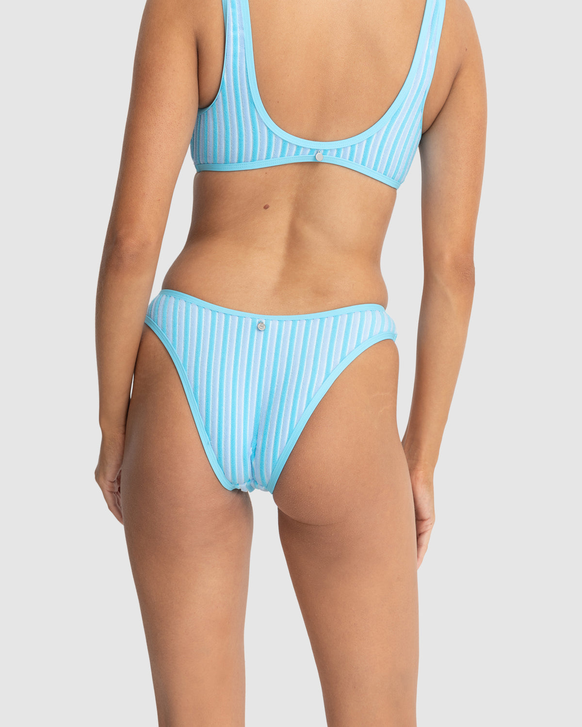 WOMENS TERRY SANDS STRIPE HI CUT BIKINI BOTTOMS