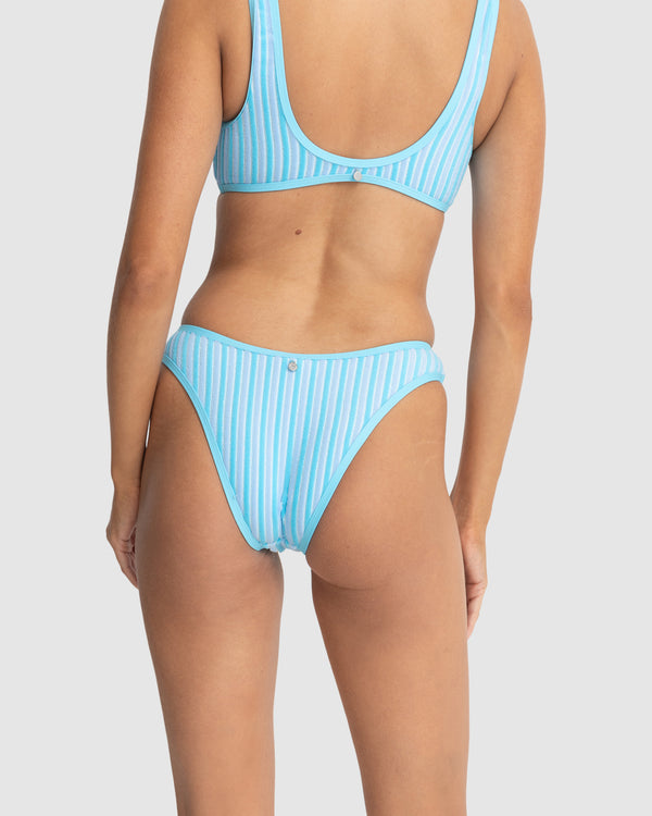 WOMENS TERRY SANDS STRIPE HI CUT BIKINI BOTTOMS