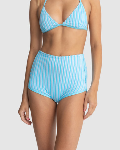 WOMENS TERRY SANDS STRIPE BOYLEG BIKINI BOTTOMS