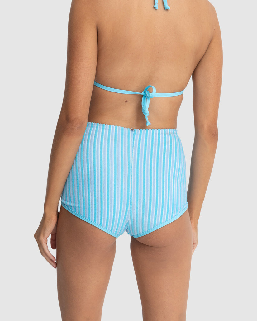 WOMENS TERRY SANDS STRIPE BOYLEG BIKINI BOTTOMS
