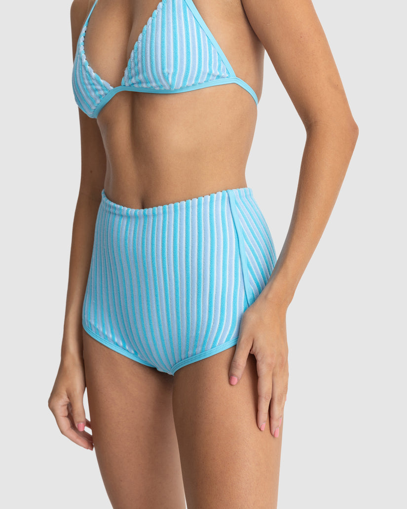 WOMENS TERRY SANDS STRIPE BOYLEG BIKINI BOTTOMS