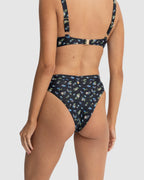WOMENS FLEUR FLORAL DEEP V HI WAIST BIKINI BOTTOMS