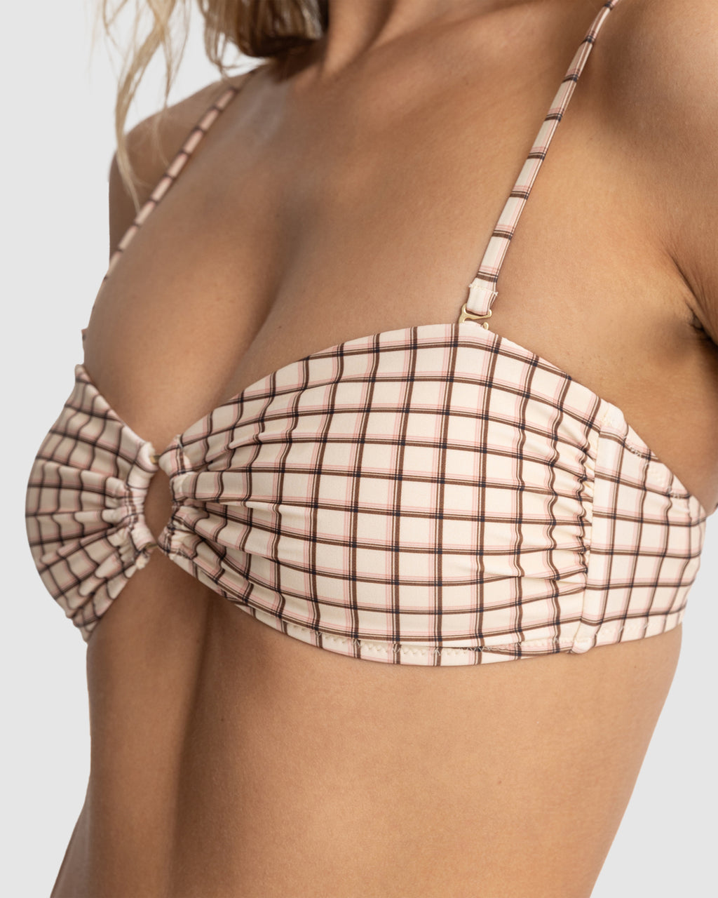WOMENS RUMI CHECK RING BANDEAU BIKINI TOP