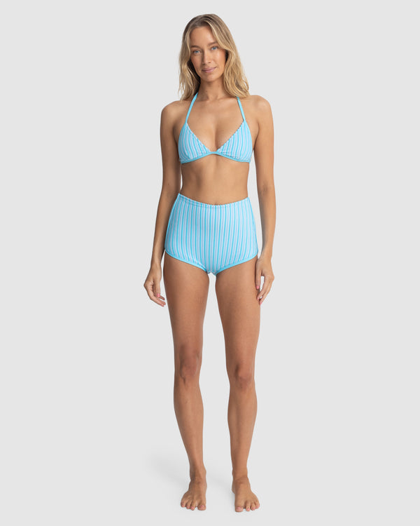 WOMENS TERRY SANDS STRIPE FIXED HALTER BIKINI TOP