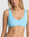 WOMENS TERRY SANDS STRIPE SURF CROP BIKINI TOP