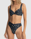 WOMENS FLEUR FLORAL PANELLED SUPPORT UNDERWIRE BIKINI TOP