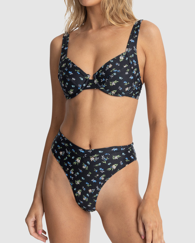 WOMENS FLEUR FLORAL PANELLED SUPPORT UNDERWIRE BIKINI TOP