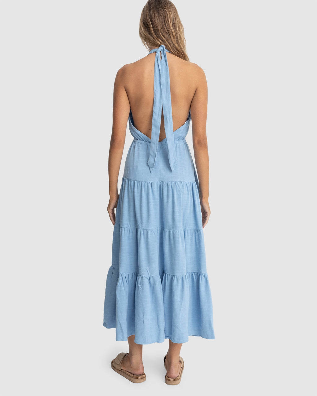Womens Seacoast Halter Tiered Maxi Dress