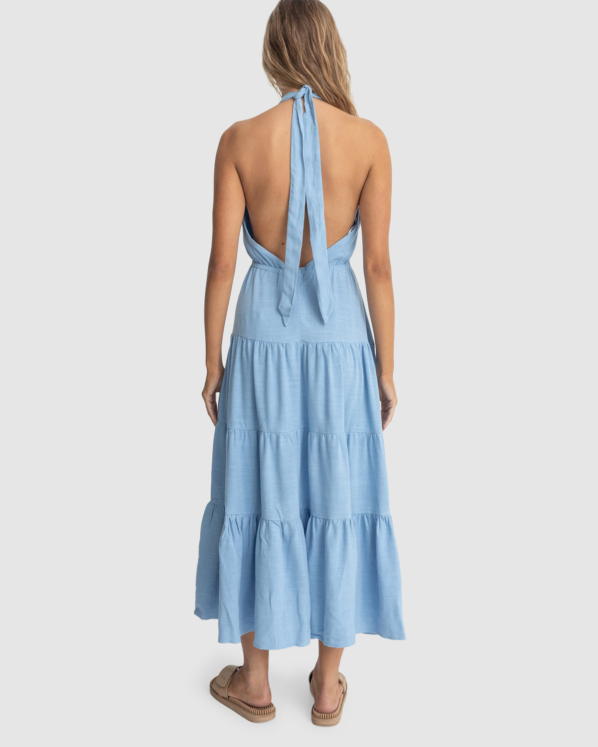 Womens Seacoast Halter Tiered Maxi Dress