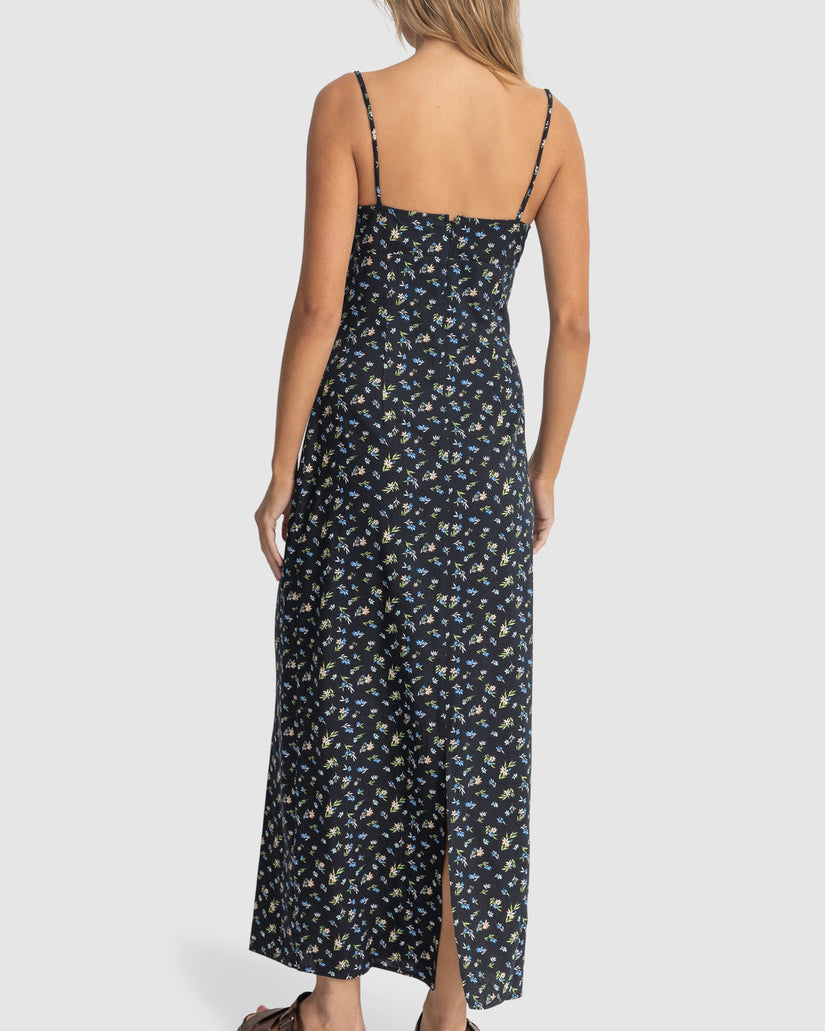 WOMENS FLEUR FLORAL GATHERED MAXI DRESS