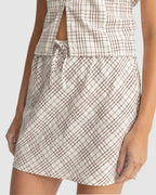 WOMENS RUMI CHECK BIAS CUT MINI SKIRT