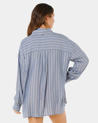 Womens Beach Days Pinstripe Long Sleeve Shirt