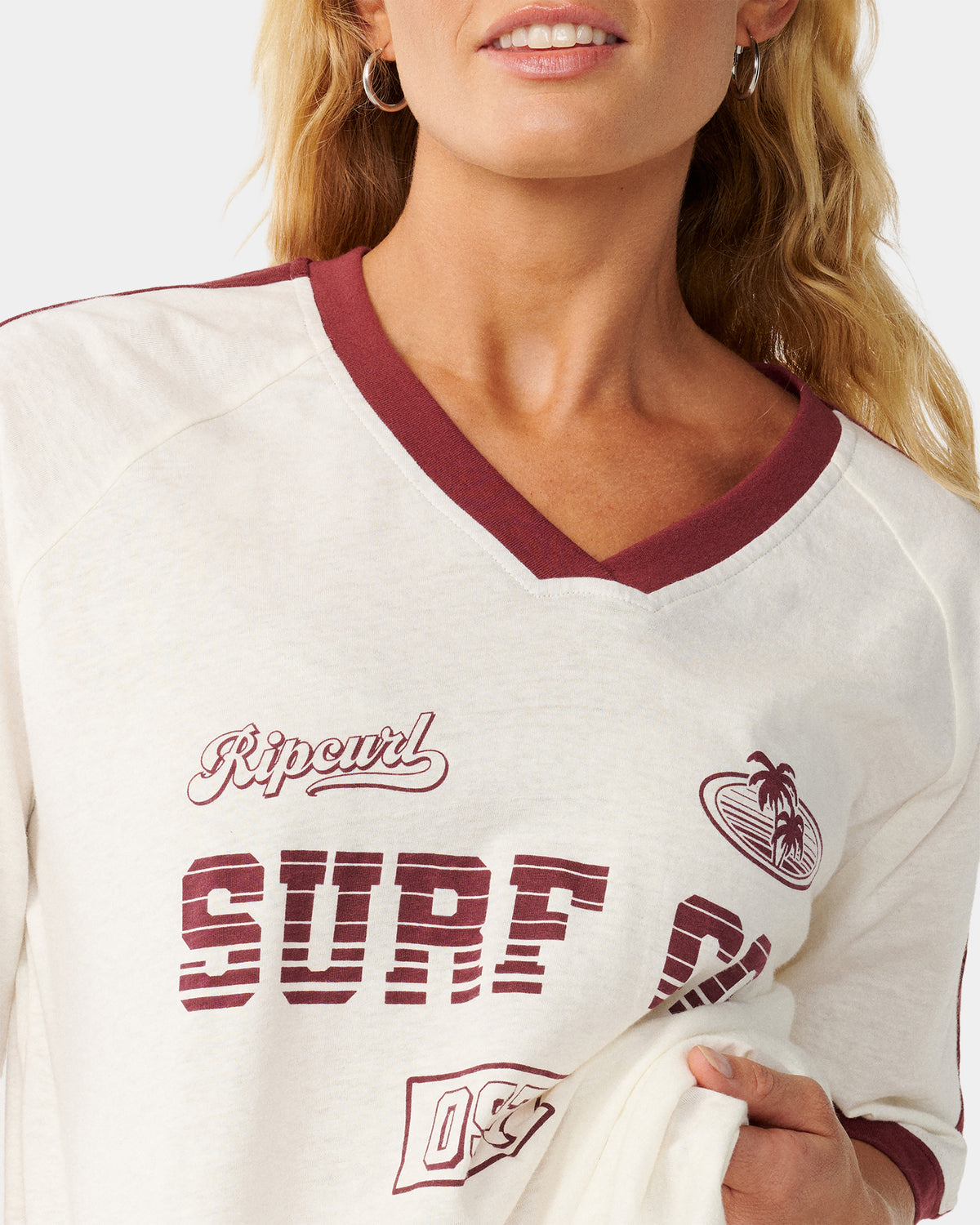 Womens Surf Co Oversized V Neck T-Shirt