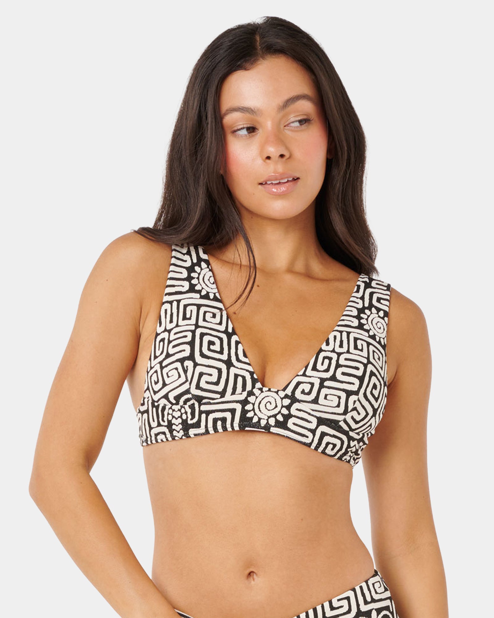 Womens Sunset Jacquard Deep V Bikini Top