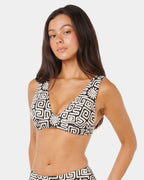 Womens Sunset Jacquard Deep V Bikini Top