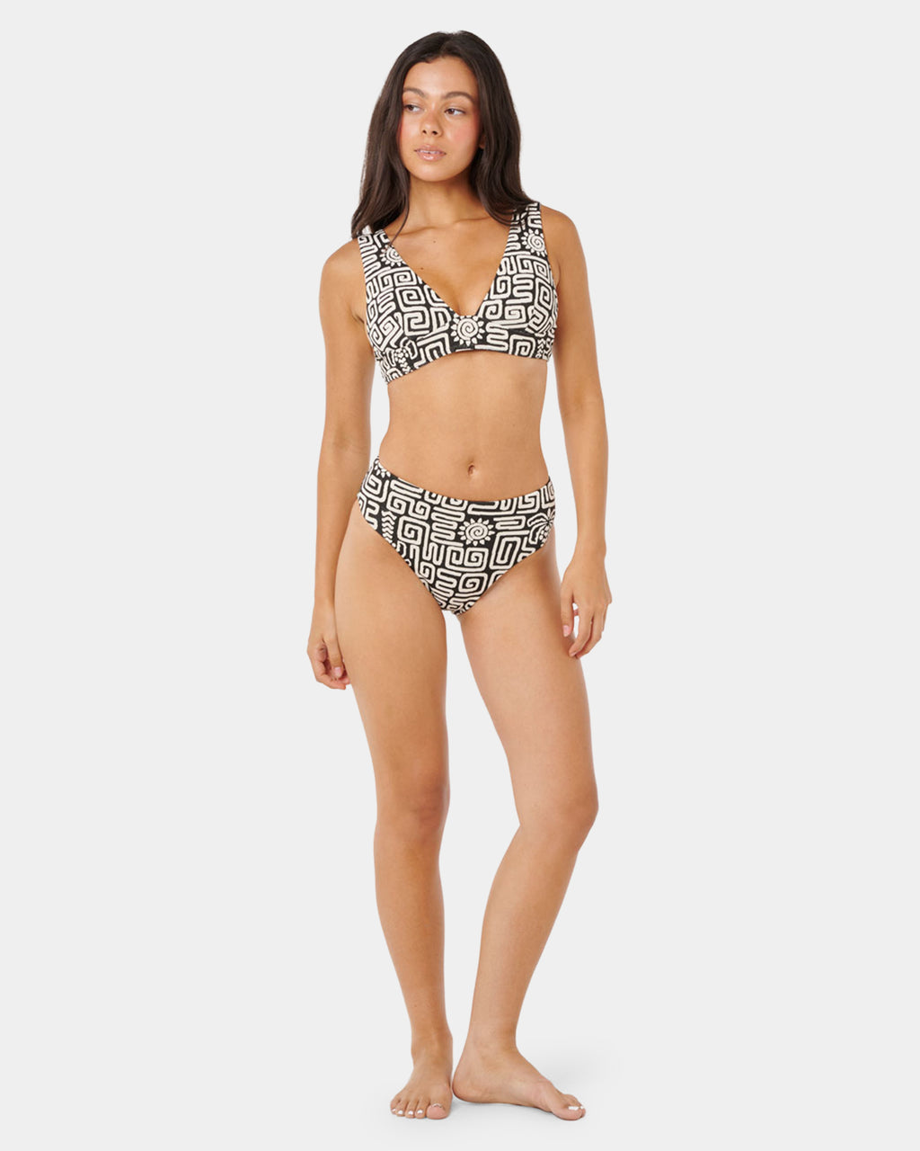 Womens Sunset Jacquard Deep V Bikini Top