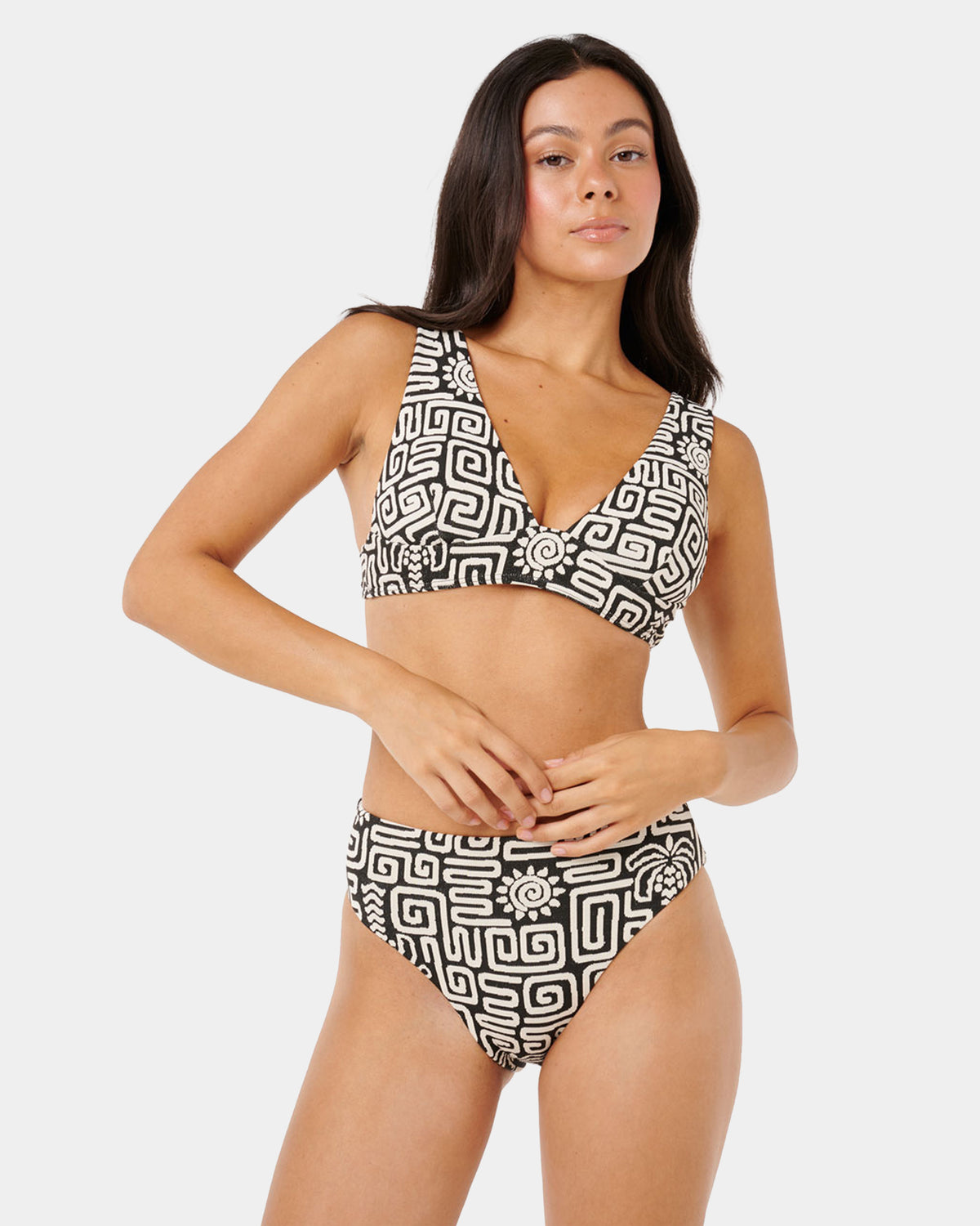 Womens Sunset Jacquard Deep V Bikini Top