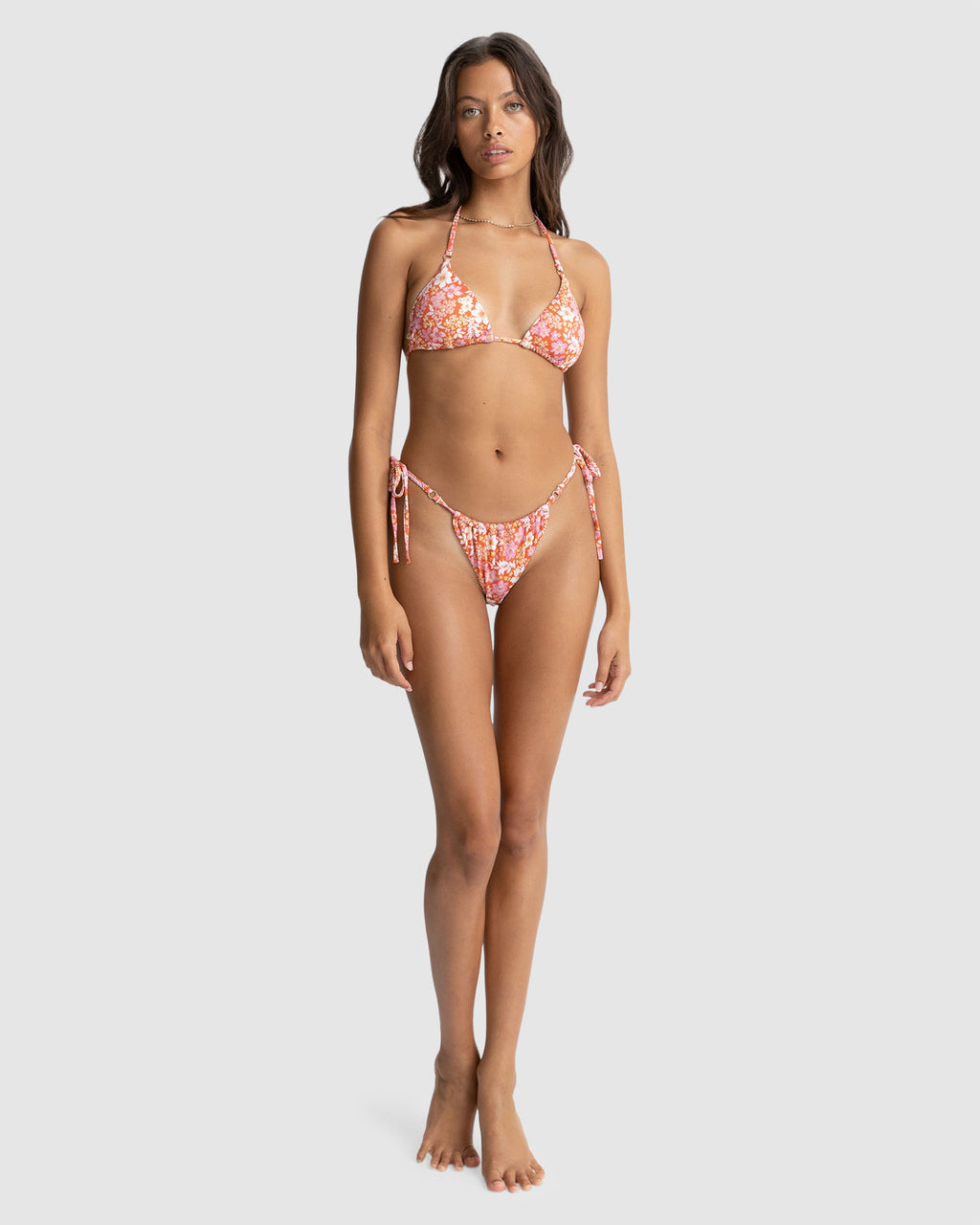 WOMENS LUNA FLORAL GATHER TIE SIDE IT BIKINI BOTTOMS