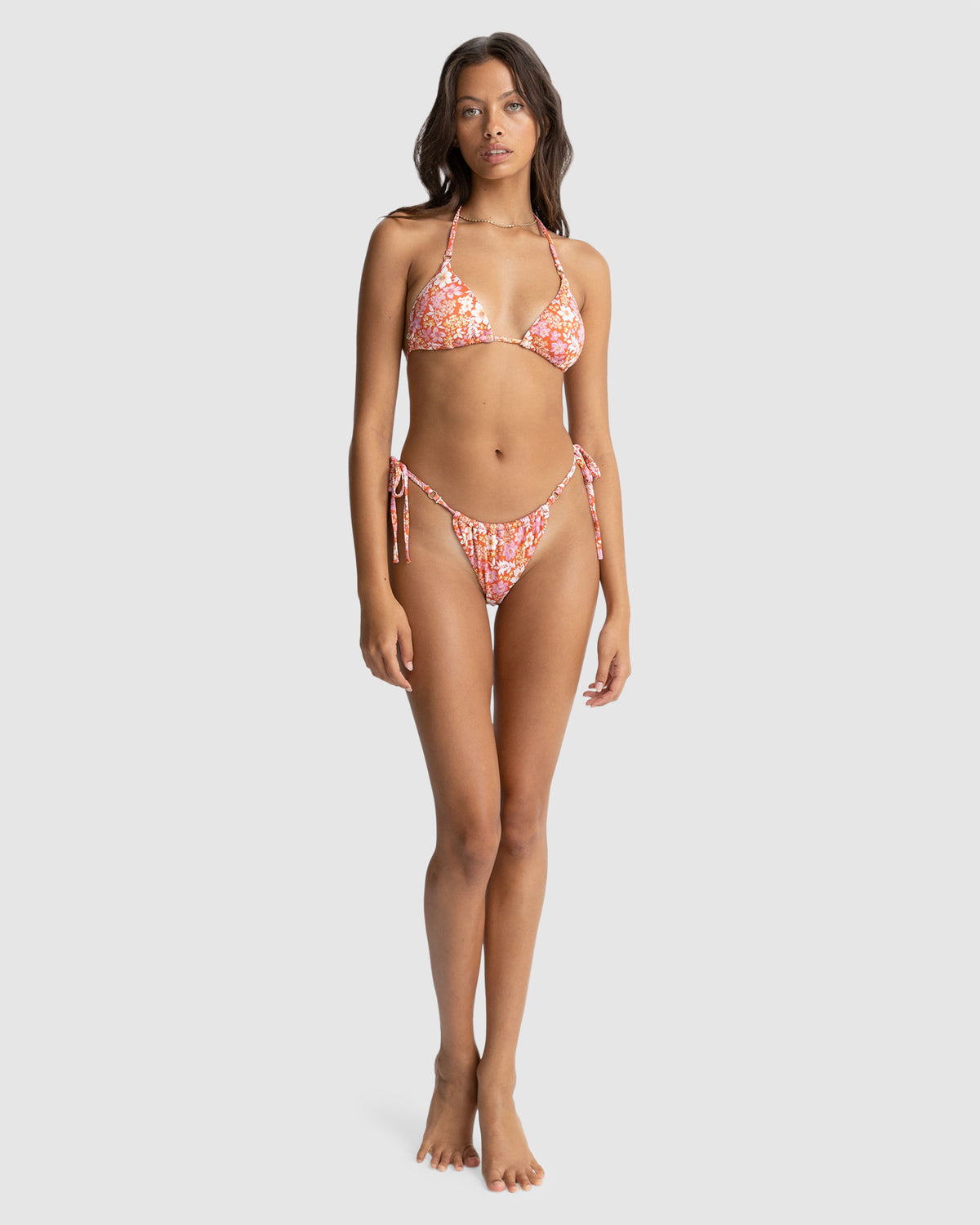WOMENS LUNA FLORAL GATHER TIE SIDE IT BIKINI BOTTOMS