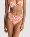WOMENS LUNA FLORAL DEEP V HI WAIST BIKINI BOTTOMS