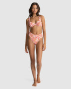 WOMENS LUNA FLORAL DEEP V HI WAIST BIKINI BOTTOMS