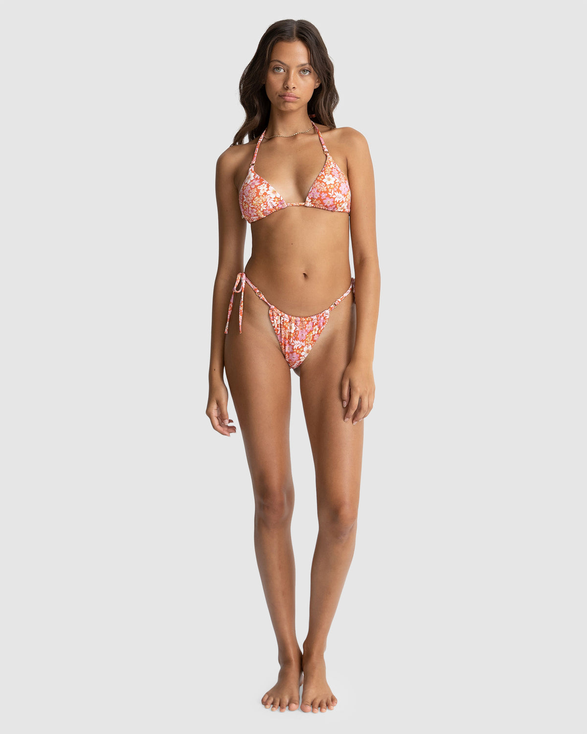 WOMENS LUNA FLORAL SLIDE TRIANGLE BIKINI TOP