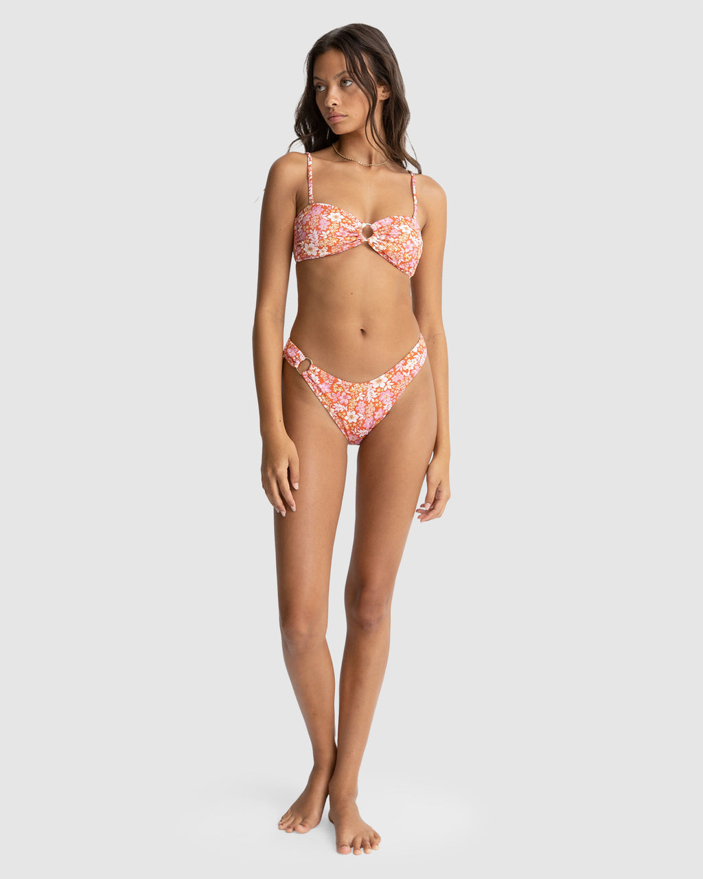 WOMENS LUNA FLORAL RING BANDEAU BIKINI TOP