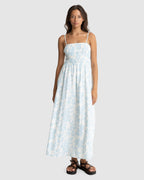 WOMENS GRACE FLORAL SHIRRED MIDI DRESS
