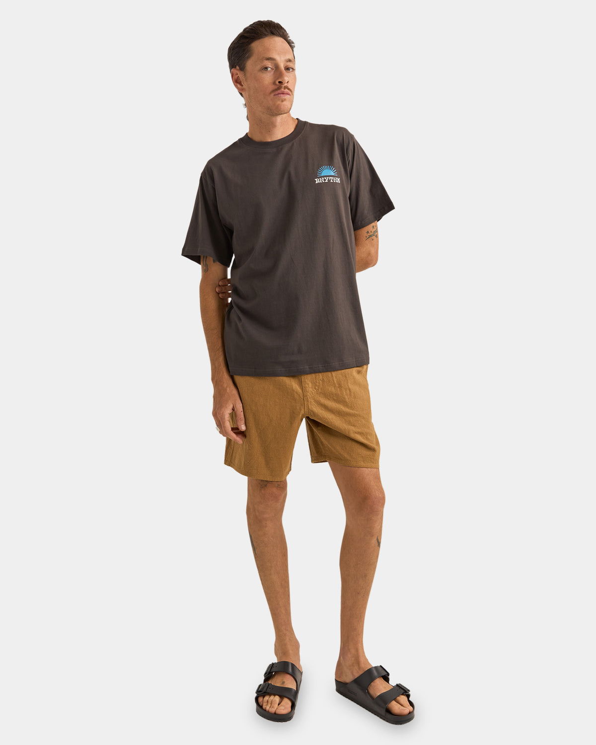Mens Textured Linen Jam Tobacco Walkshorts