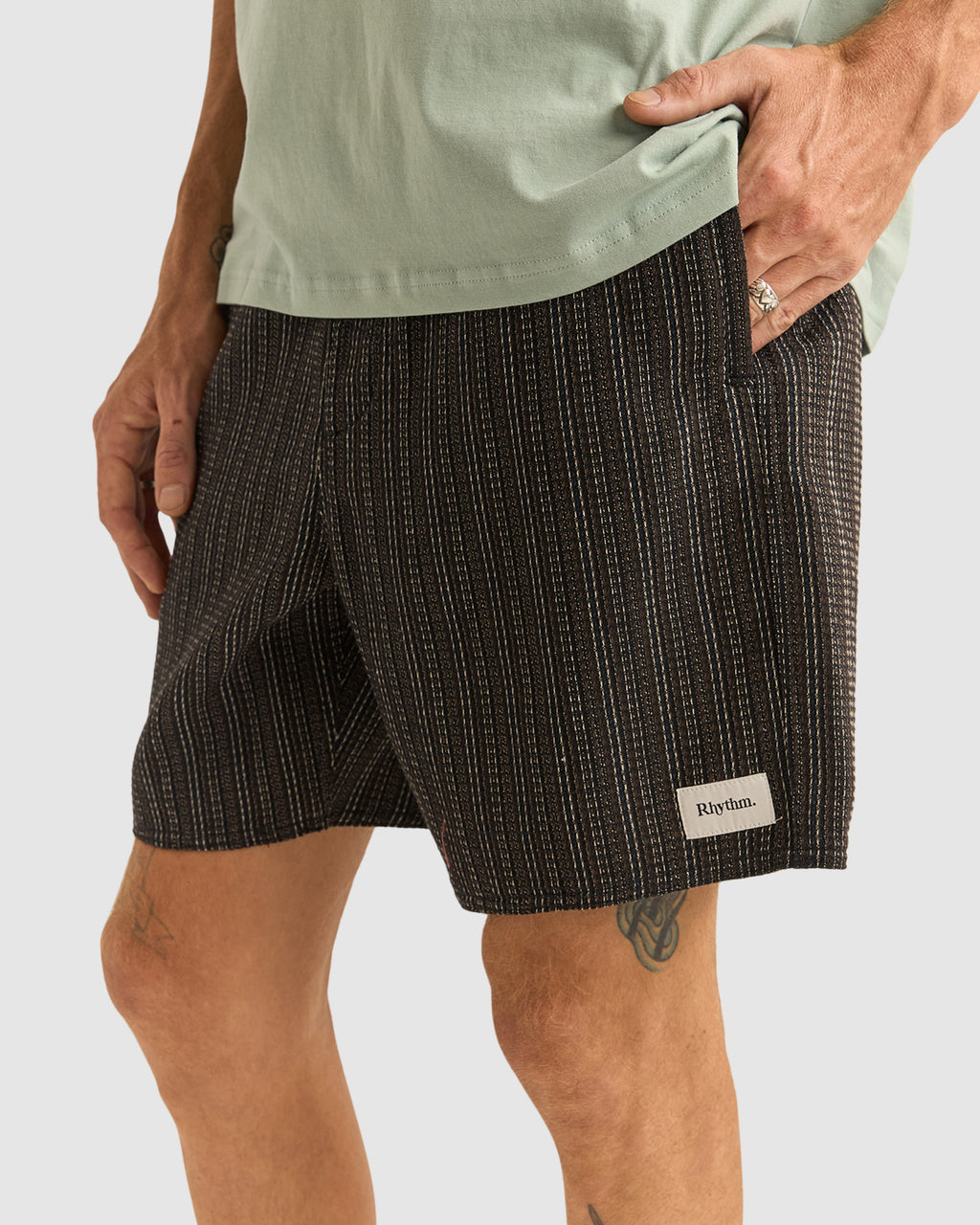 MENS LINEN JACQUARD STRIPE JAM BOARDSHORTS