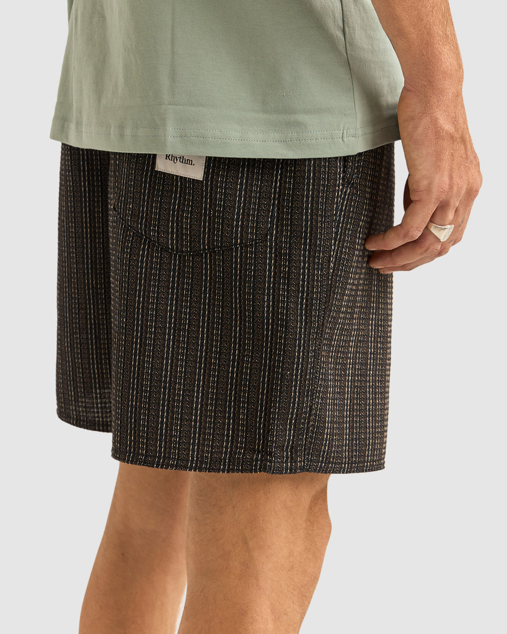 MENS LINEN JACQUARD STRIPE JAM BOARDSHORTS