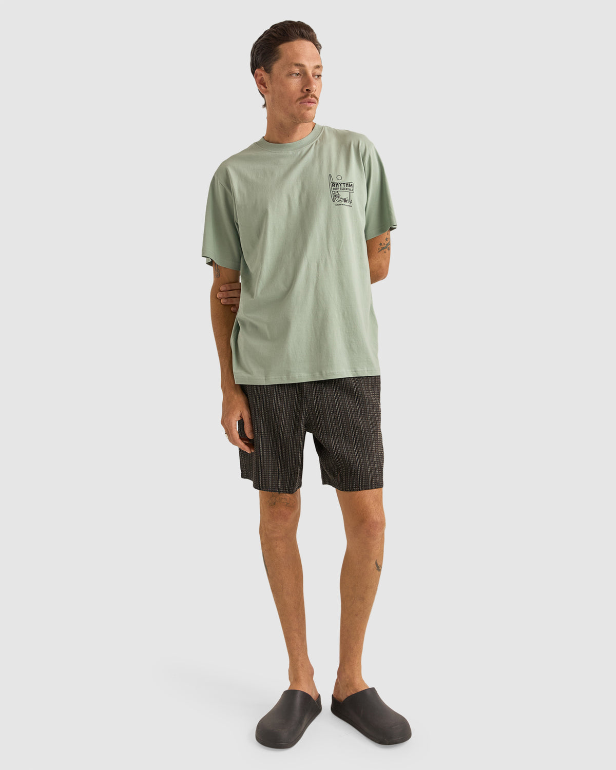 MENS LINEN JACQUARD STRIPE JAM BOARDSHORTS