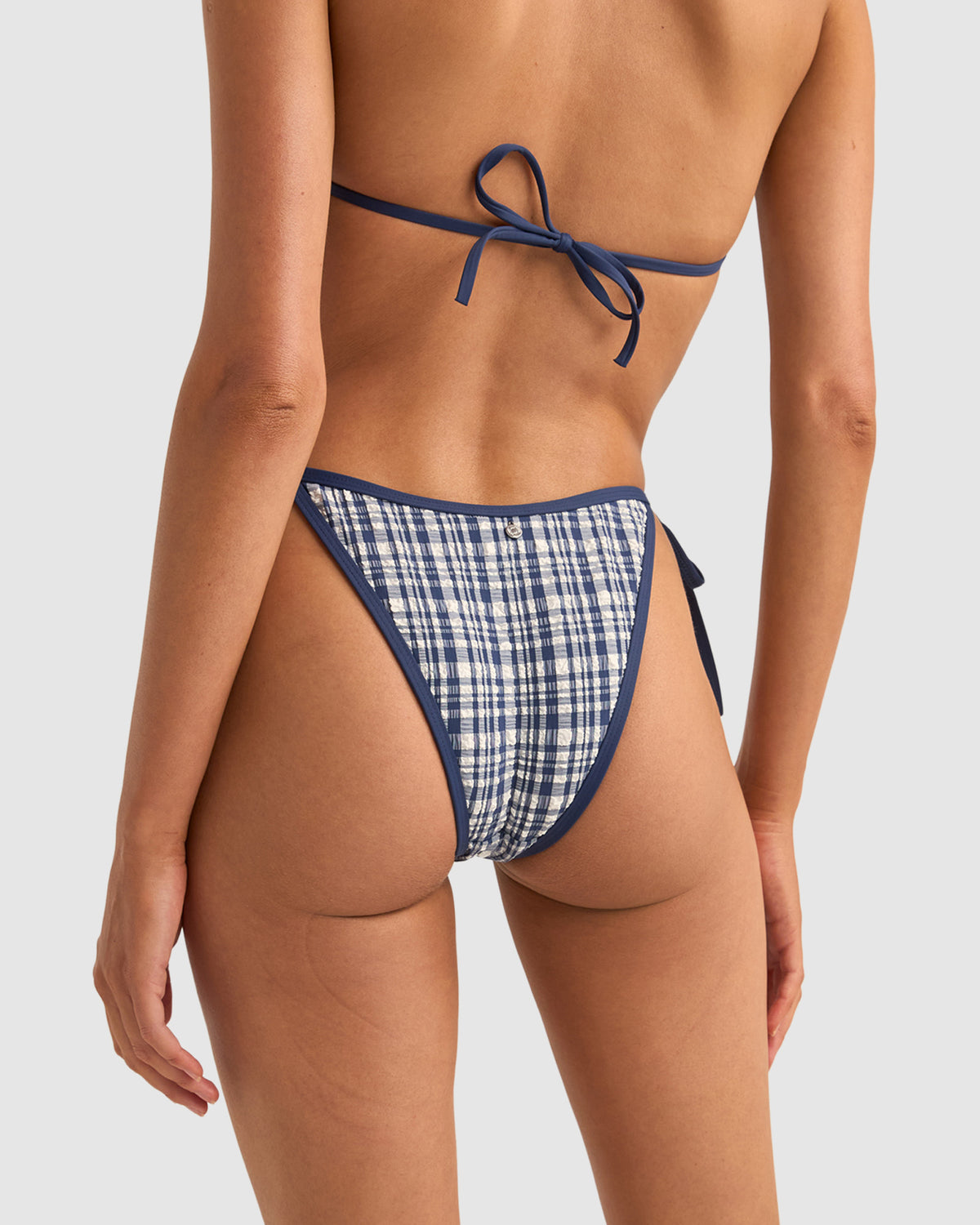 WOMENS LONDON CHECK TIE SIDE HI CUT BIKINI BOTTOMS