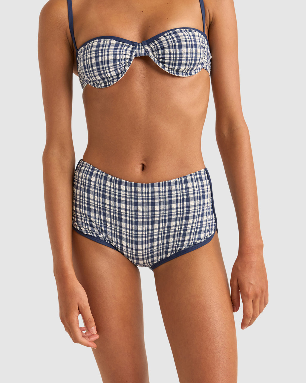 WOMENS LONDON CHECK MINI BOYSHORT BIKINI BOTTOMS