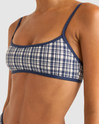 WOMENS LONDON CHECK CROP BIKINI TOP