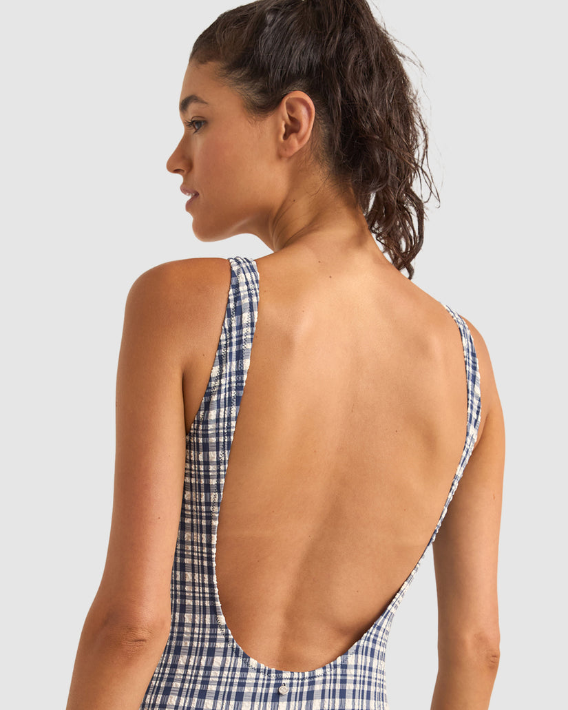 WOMENS LONDON CHECK SCOOP NECK ONE PIECE