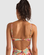 WOMENS SIERRA FLORAL TIE FRONT ONE PIECE SWIMSUIT